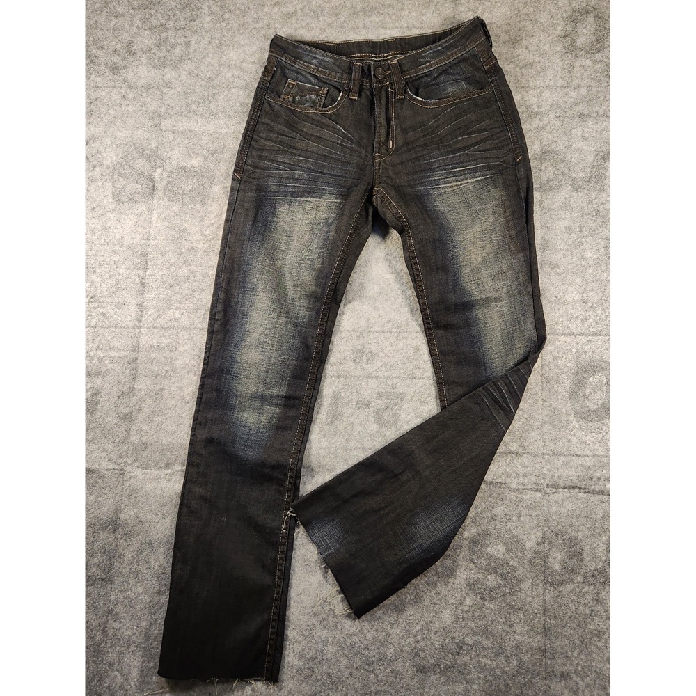 buffalo jeans men's 32x30 blue david bitton straight raw‎ hem